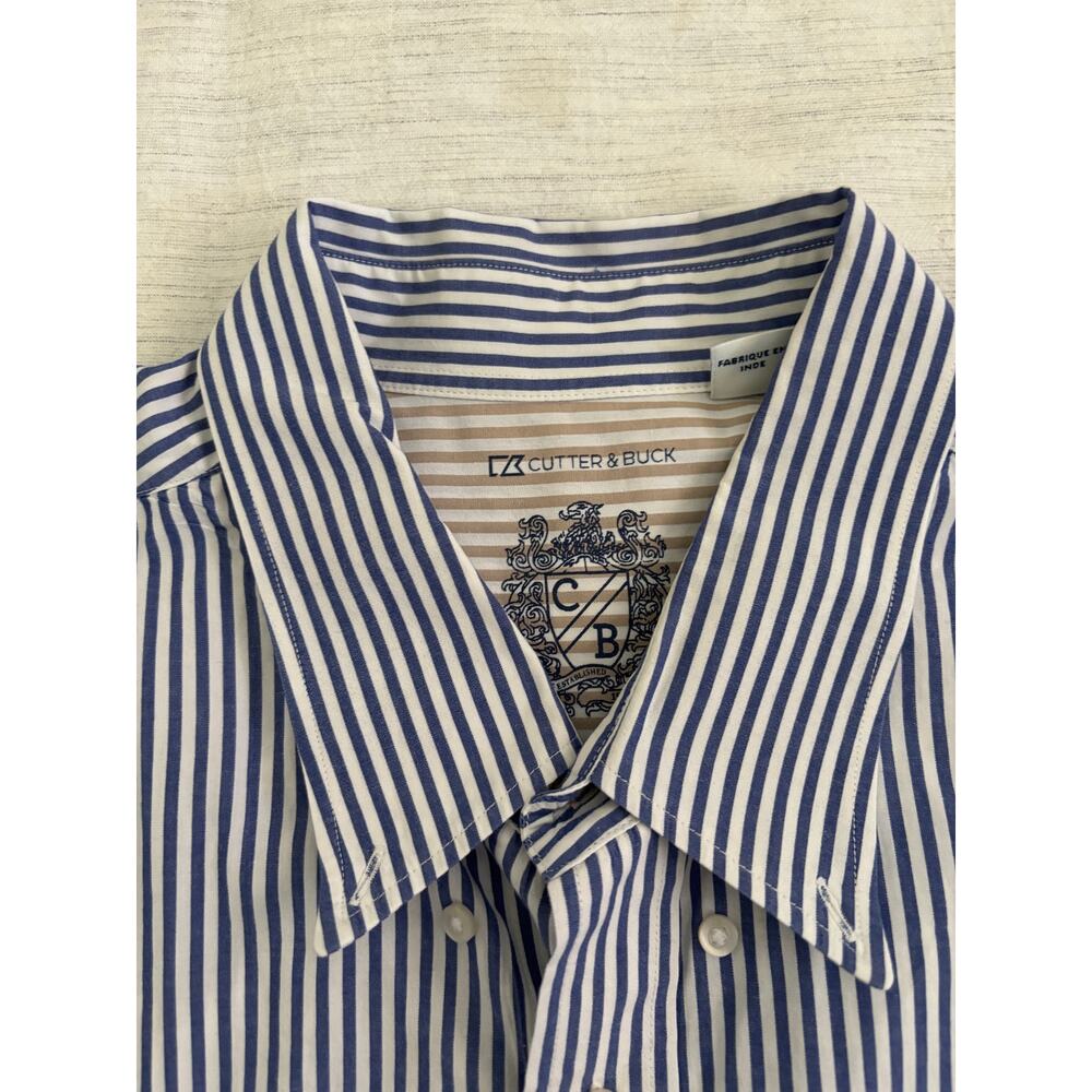 Cutter and Buck Men's Blue stripe long sleeve button down shirt 2XB - Picture 9 of 11